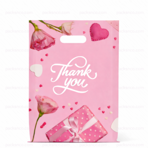 floral pink thank you polymailer with handle (small 25 x 35cm)