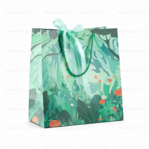 forest green ribbon gift bag