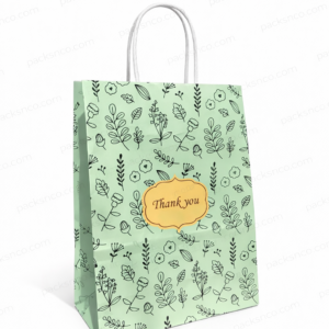floral green kraft 'thank you' bag