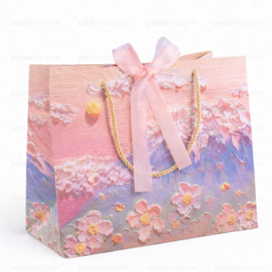 floral ribbon peach gift bag